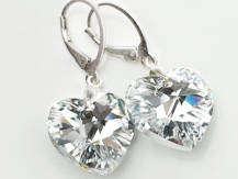 Kolczyki duże serca żywe srebro CAL kryształy
